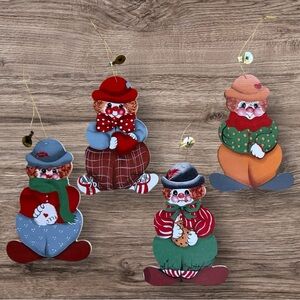 Vintage 1987 Tender Heart Clown Ornaments
